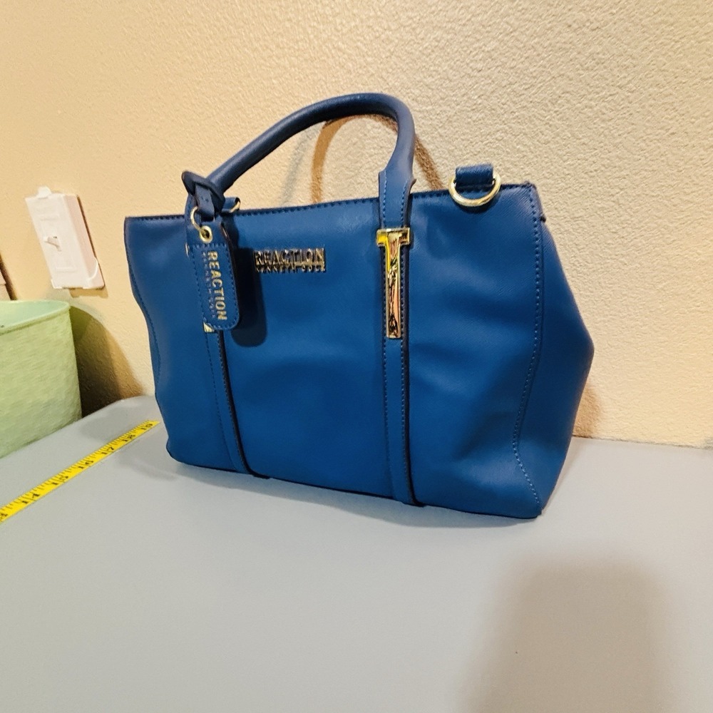 Kenneth Cole Reaction Blue Golf Purse Handbag Bag Roomy Double Handle Zip Clean - Picture 3 of 16